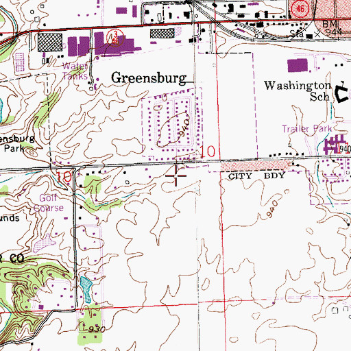 Topographic Map of WTRE-FM (Greensburg), IN