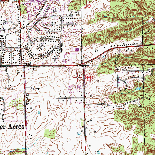 Topographic Map of WBWB-FM (Bloomington), IN