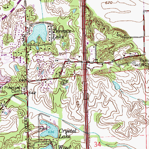 Topographic Map of WWWY-FM (Columbus), IN