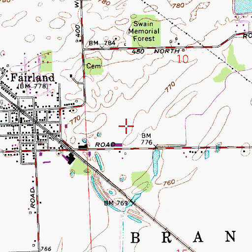 Topographic Map of WENS-FM (Shelbyville), IN
