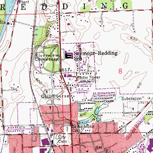 Topographic Map of WJCD-FM (Seymour), IN