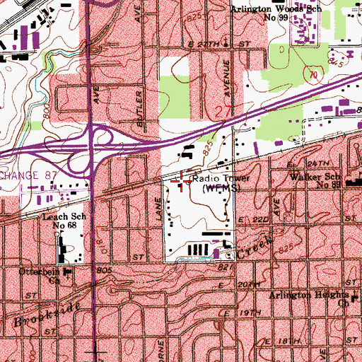 Topographic Map of WTLC-FM (Indianapolis), IN