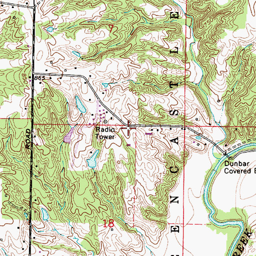 Topographic Map of WJNZ-FM (Greencastle), IN