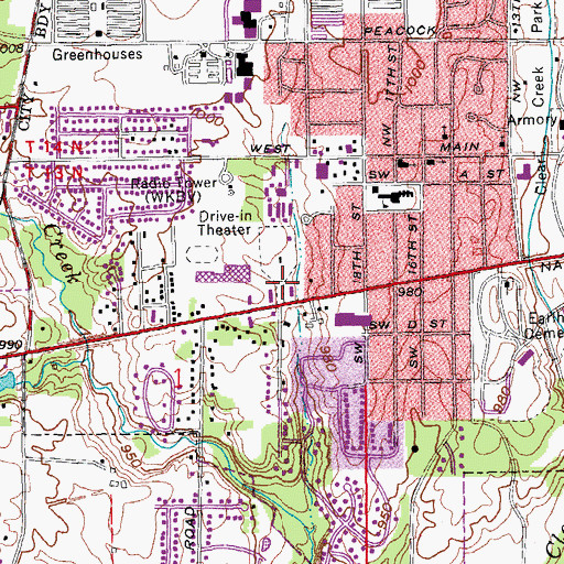 Topographic Map of WRIA-FM (Richmond), IN