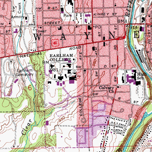 Topographic Map of WECI-FM (Richmond), IN
