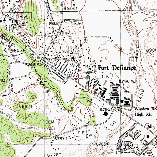 Topographic Map of Fort Defiance Post Office, AZ