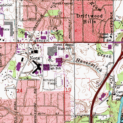 Topographic Map of WJEL-FM (Indianapolis), IN