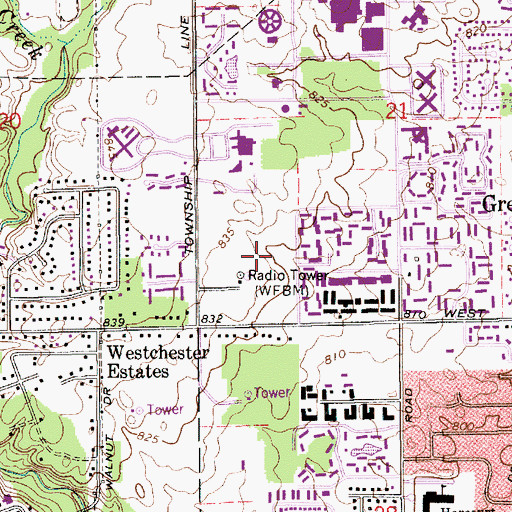 Topographic Map of WIAN-FM (Indianapolis), IN