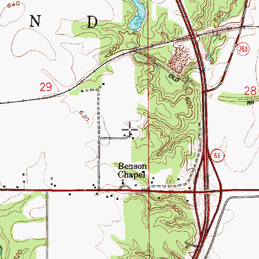 Topographic Map of WVWV-FM (Covington), IN
