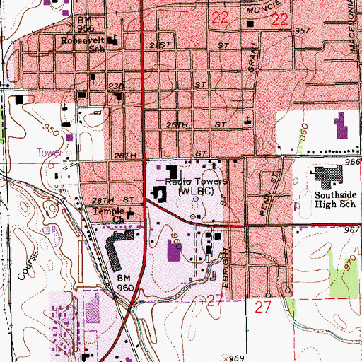 Topographic Map of WWHI-FM (Muncie), IN
