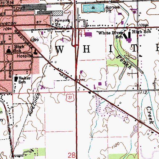 Topographic Map of WZZY-FM (Winchester), IN