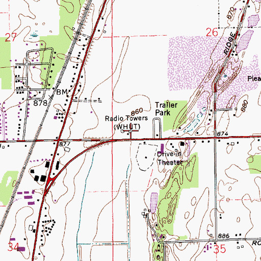 Topographic Map of WLHN-FM (Anderson), IN