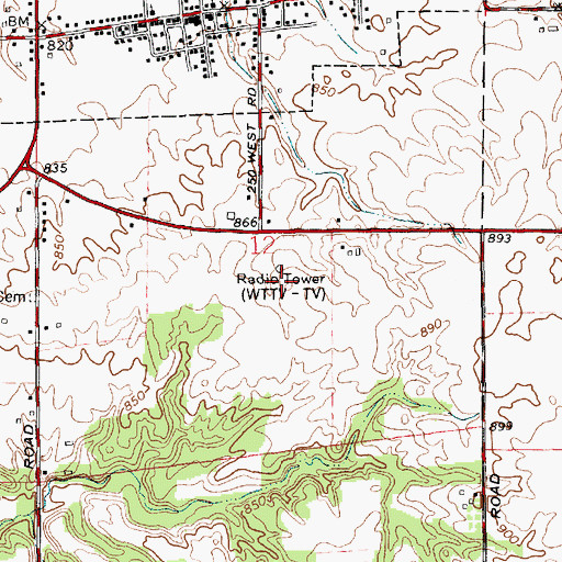 Topographic Map of WFCI-FM (Franklin), IN