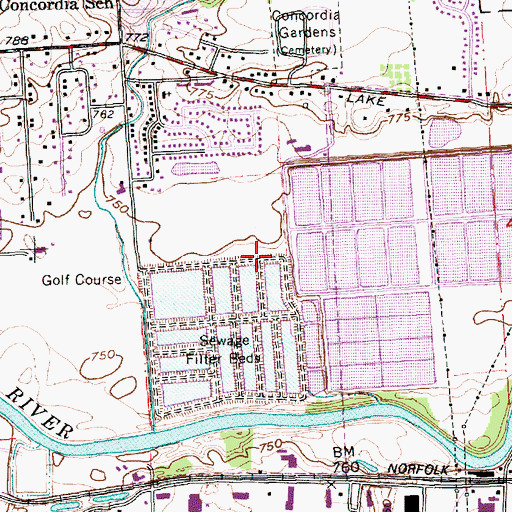 Topographic Map of WEZV-FM (Fort Wayne), IN