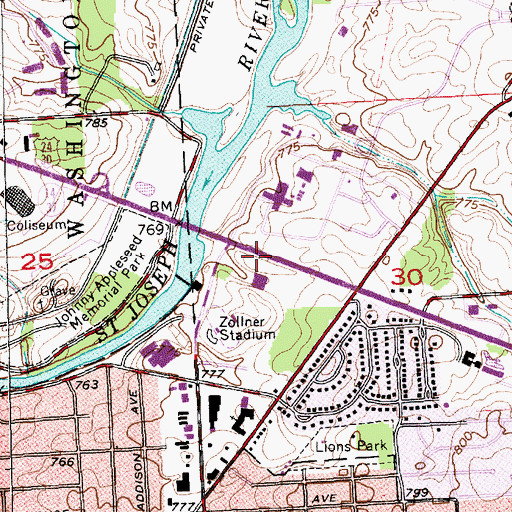 Topographic Map of WLHI-FM (Fort Wayne), IN