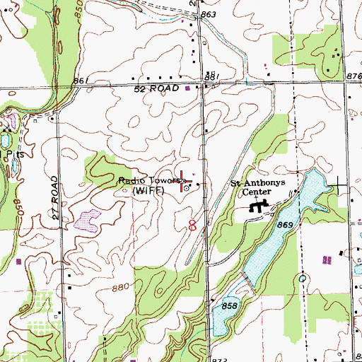 Topographic Map of WIFF-FM (Auburn), IN