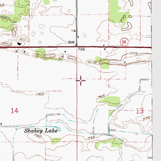 Topographic Map of WROI-FM (Rochester), IN