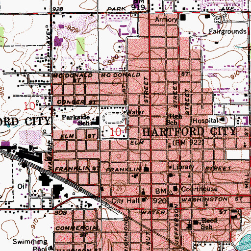 Topographic Map of WWHC-FM (Hartford City), IN