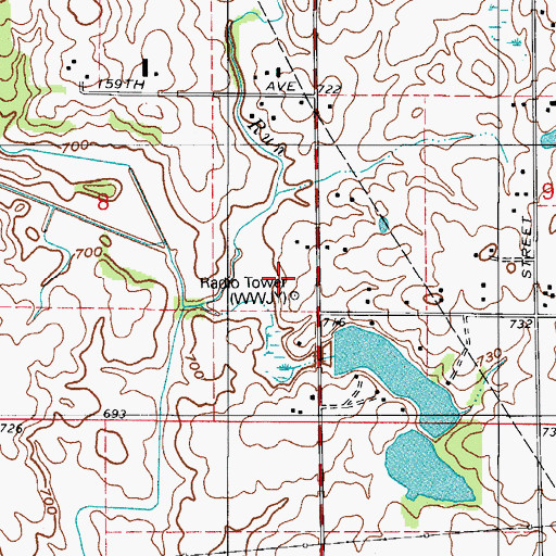Topographic Map of WWJY-FM (Crown Point), IN