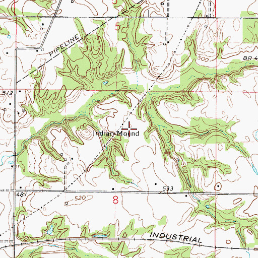Topographic Map of Fairbanks Mound, IN