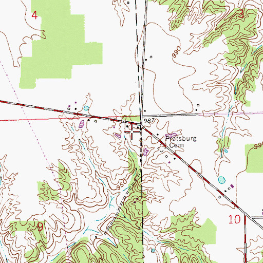 Topographic Map of Prattsburg, IN