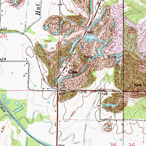 Topographic Map of Coe, IN