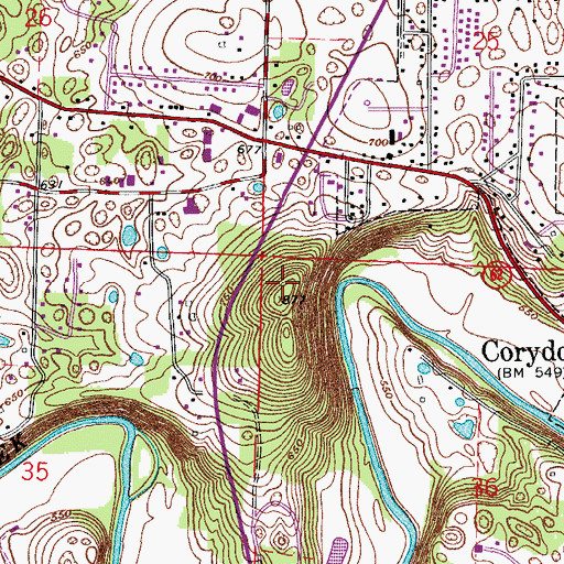 Topographic Map of Pilot Knob, IN