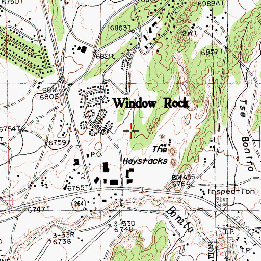 Topographic Map of Window Rock Post Office, AZ