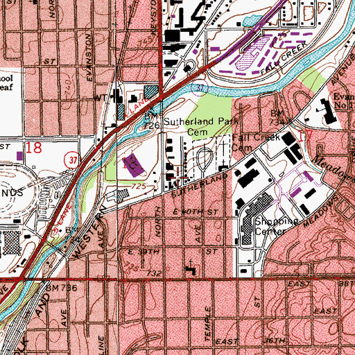 Topographic Map of Northwood (historical), IN
