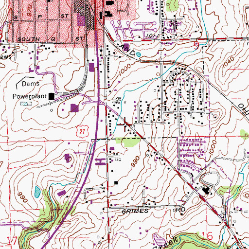Topographic Map of South Richmond, IN