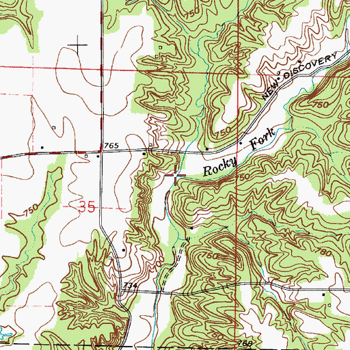 Topographic Map of Sutherlin Branch, IN