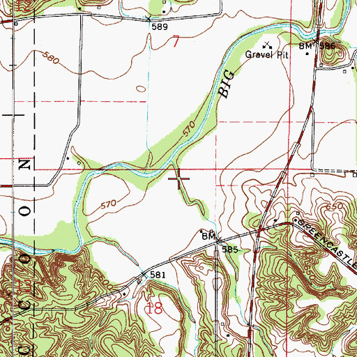 Topographic Map of Readys Creek, IN