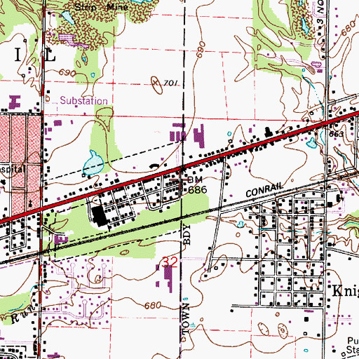 Topographic Map of Donaldsonville, IN