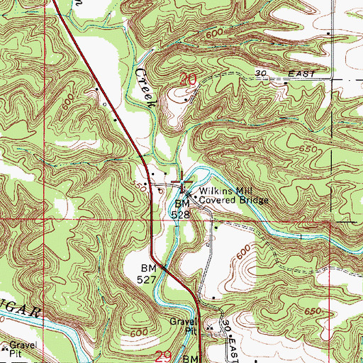 Topographic Map of Green Creek, IN