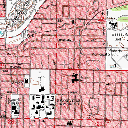 Topographic Map of Weinbach Shopping Center, IN