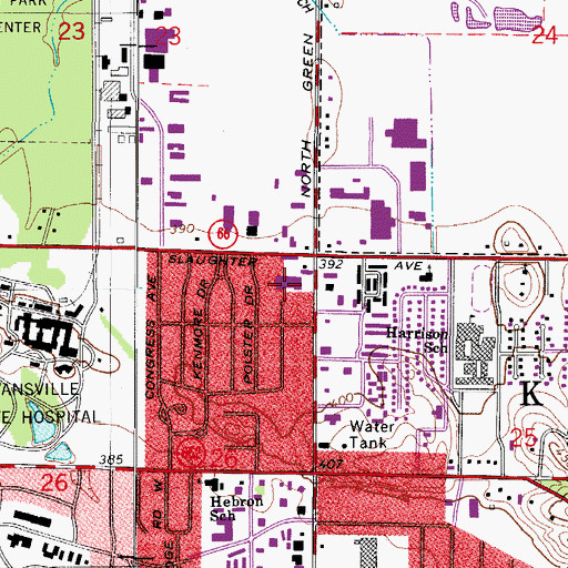 Topographic Map of Harrison Village Mall, IN