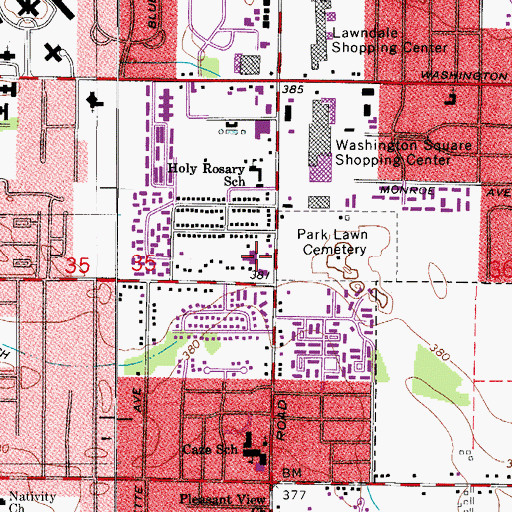 Topographic Map of Green River Plaza, IN