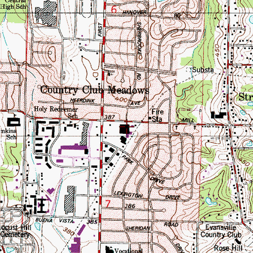 Topographic Map of North Park Shopping Center, IN