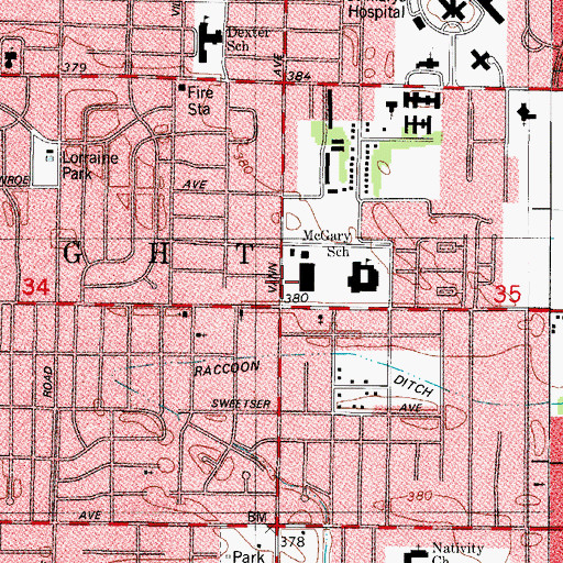 Topographic Map of Covert and Vann Shopping Center, IN