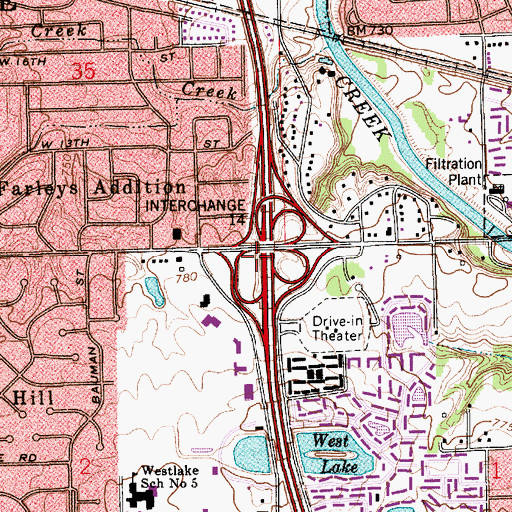 Topographic Map of Interchange Fourteen, IN