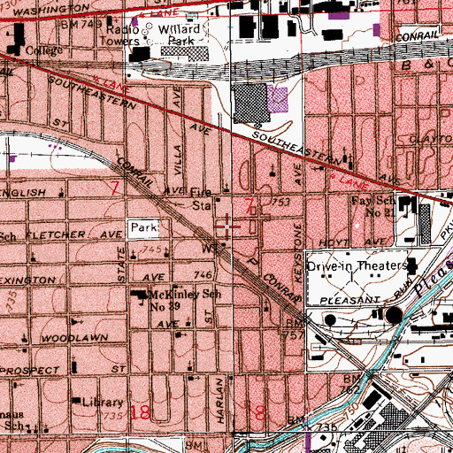 Topographic Map of Indianapolis Downtown Airport, IN