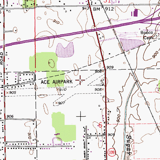 Topographic Map of Ace Airpark (historical), IN