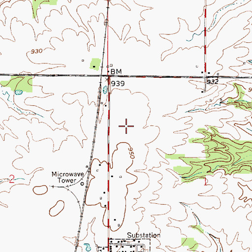 Topographic Map of Bainbridge Half Mile Airport (historical), IN