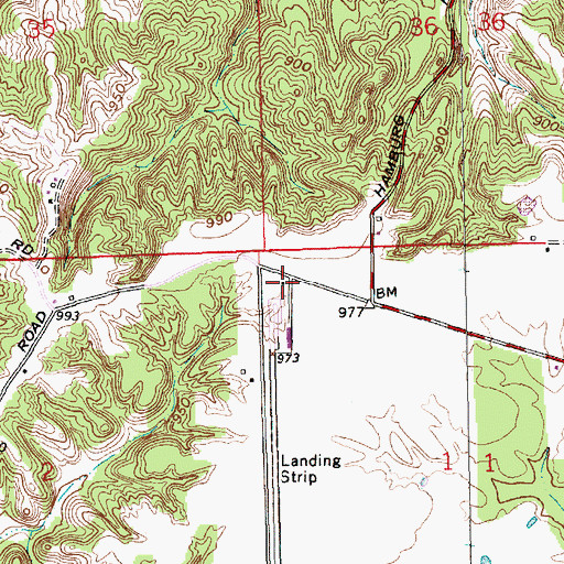 Topographic Map of Batesville Airport, IN