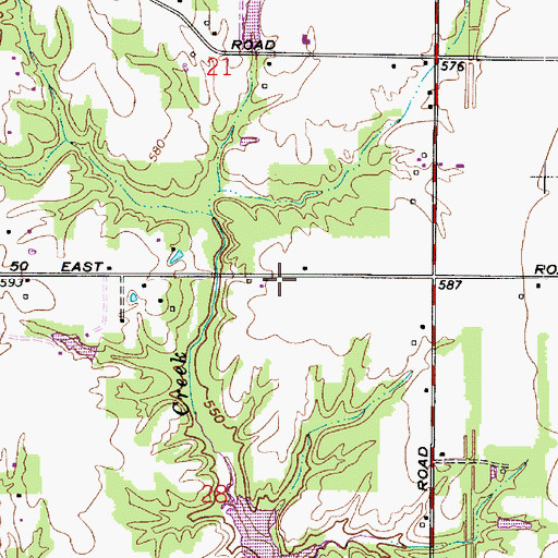 Topographic Map of Ellis Fly-In Airport, IN