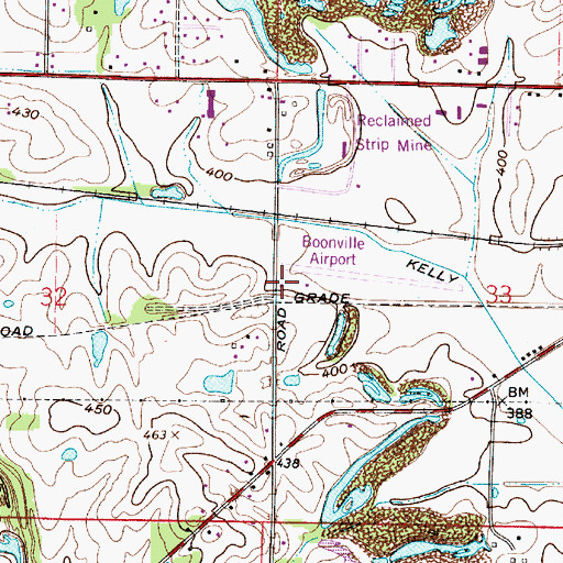 Topographic Map of Boonville Airport, IN