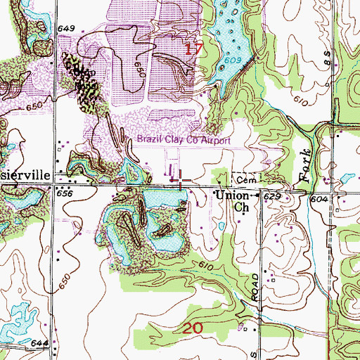 Topographic Map of Brazil Clay County Airport, IN