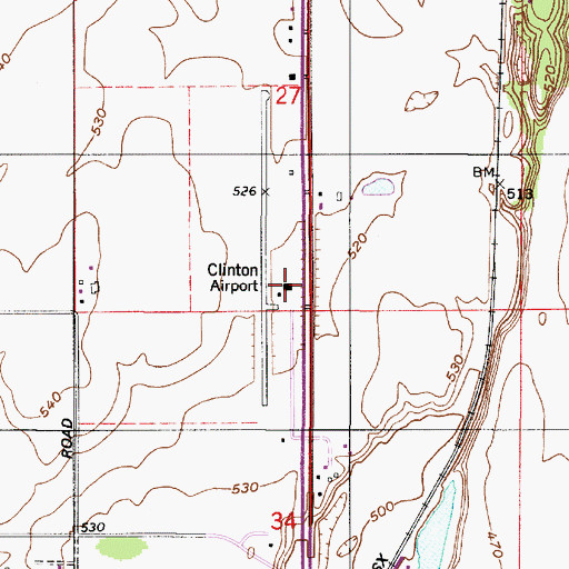 Topographic Map of Clinton Airport, IN