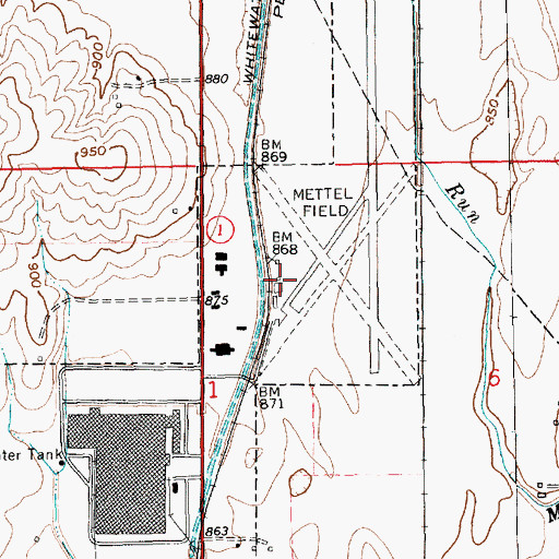 Topographic Map of Mettel Field, IN