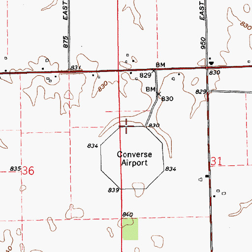 Topographic Map of Converse Airport, IN